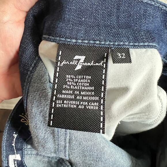 7 For All Mankind Slimmy Jeans Men's 32x33 Straight Leg Mid Rise Dark Wash - Picture 5 of 5